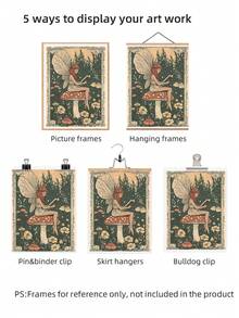 1 tấm tranh tường nghệ thuật dân gian cổ điển không khung hình tiên đọc sách trên nấm, áp phích tải xuống kỹ thuật số Cottagecore Fantasy để trang trí phòng/phòng ngủ/ký túc xá, quà tặng trở lại trường & áp phích vui nhộn để trang trí tường thẩm mỹ (bản in cho tường, trang trí) - Nhiều màu - Xem 6