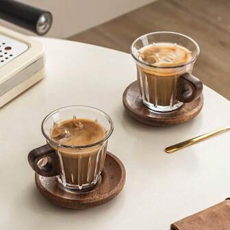 Creative Glass Coffee Cup Set, High-End Exquisite American Coffee Extraction Cup For Home Use