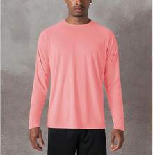 Men's Long Sleeve Shirts UPF 50+ UV Sun Protection Athletic Shirts For Hiking Running Workout Rash Guard-2025 - Watermelon Red - View 5