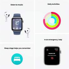 Apple Reloj SE GPS de 40/44 mm con GPS individual, caja de aluminio, correa deportiva, natación, fitness y monitorización de la salud, Starlight + Loop verde lago