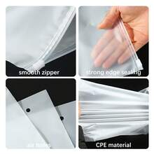 Gói 10-50 túi khóa kéo mờ tùy chỉnh, túi khóa kéo mờ có logo cá nhân, gói mua sắm bằng nhựa tái sử dụng cho áo phông, quần áo, doanh nghiệp nhỏ - Trong sáng - Xem 3