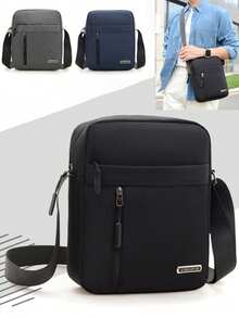 男士尼龙斜挎手机包，多层拉链信使单肩包手提包和钱包，适合商务旅行 - 彩色 - 查看 1