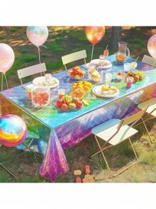 1 Stück 137x274cm Rosa Meerjungfrau Skala Tischdecke, Unterwasser Themen Geburtstagsparty Geschenk Dekoration, Einweg Plastik Tischdecke, Themen Geburtstag Dekoration