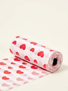 PETSIN 5 Rolls Of 75pcs Heart Shaped Pet Waste Bags (1 Roll=15pcs, Opened Size 30x22cm), Outdoor Portable Cleaning, Can Be Used As Car Trash Bags - Red and White - View 3