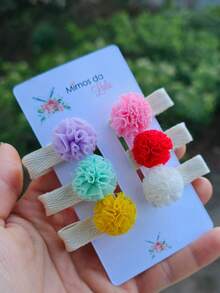 Bows For Girls Hair Clips With Pompom For Hair