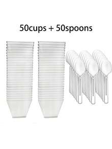 100/50/25/5 Pcs 2oz 60ml Transparent/Gold Powder Dessert Cups (With Spoon), Mini Reusable Dessert Cups, Party Supplies, Mousse Cups, Pudding Cups, Outdoor Travel And Picnics