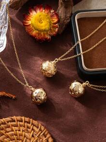 1 件精致时尚的复古风格四叶草爱情青蛙开合圆形吊坠项链，镀 18k 金，不易氧化，展现魅力和个性化，女性日常穿衣装饰，海滩度假派对，音乐节。 - 彩色 - 查看 4