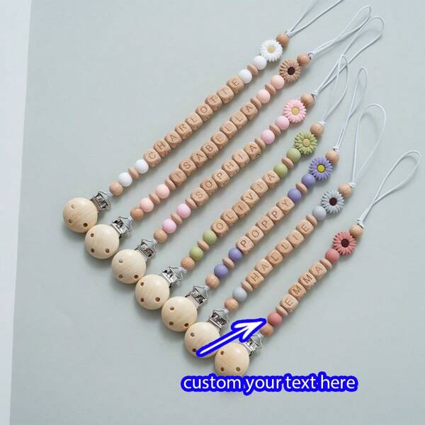 1 pièce Porte-clés en perles de bois personnalisé, minimaliste et polyvalent, cadeau idéal pour la fête des mères ou cadeau général, porte-clés en perles de bois avec impression de lettres et de fleurs, toute l'année, gravé, inoxydable, coloré, mignon, Y2K, élégant, unisexe, décontracté, personnalisé, unique, cadeau idéal pour lui, cadeau idéal pour elle, elle, petit ami, fournitures scolaires, rentrée scolaire, pour le bureau