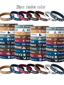20pcs Bible Verse Bracelets - Silicone Bracelets Jesus Bracelets - Cute Christian Bracelets Colorful Wristbands - Comfortable & Lightweight - Perfect Religious Gift For Men & Women - Great Christmas Gift Idea - Multicolor - View 10