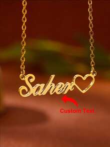 1pc Customized Hollow Name Necklace, Personalized Stainless Steel Gold Hollow Name Necklace, Wedding Jewelry Gift, Valentine's Day, Mother's Day Gift. Multifunctional, Decorative, Exquisitely Carved, Fashionable, Clean, Colorful, Modern, Cute Customized, Unique Selected Good/ Ideal Gift, Suitable For Him, Family, Friends, Daughter, Son, Her - Multicolor - View 3