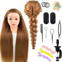 Đầu ma-nơ-canh tạo kiểu tóc 26 inch Đầu ma-nơ-canh tạo kiểu tóc và đầu tập đứng miễn phí Đầu ma-nơ-canh thẩm mỹ đầu búp bê với sợi tóc dài Đầu thực hành làm tóc cho nhà tạo mẫu tóc - màu nâu - Xem 14