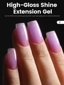 YOKEFELLOW 15克美甲延长胶，裸粉色果冻凝胶，增厚加固指甲，持久耐用，可卸除UV/LED光疗，适合女性美甲沙龙，亦可作为节日礼物，2025新款美甲 - 紫色 - 查看 5