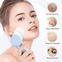COSLUS Cepillo de limpieza facial Limpiador facial de silicona: Dispositivo de masaje exfoliante eléctrico FBS-D 2 en 1 Limpieza profunda Impermeable Máquina de spa giratoria - Sistema electrónico de - Azul - Ver 5
