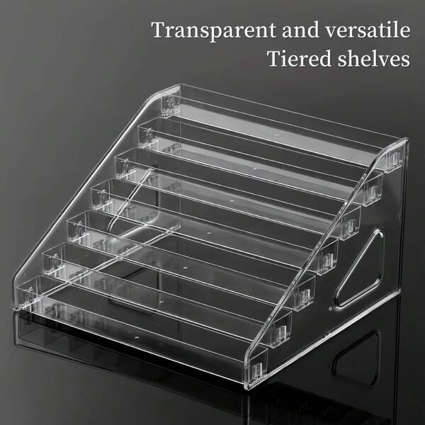 Transparent Trapezoid Small Display Shelf, For Organizing And Displaying Small Figurines, Multi-Functional Storage Rack, Collectibles, Cosmetics, Desktop Items Organizer, Tiered Clear Acrylic Shelf, High Capacity Multi-Layer Storage Rack, Suitable For Home, Office Desk, Neat And Orderly,School Supplies,Back To School