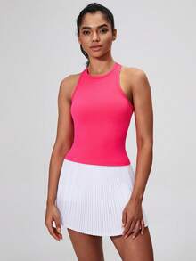 Women's Fashion Tank Top,  Athletic Gym Workout Vest Top, Sporty Sleeveless Running Shirt - 紅色 - 查看 4