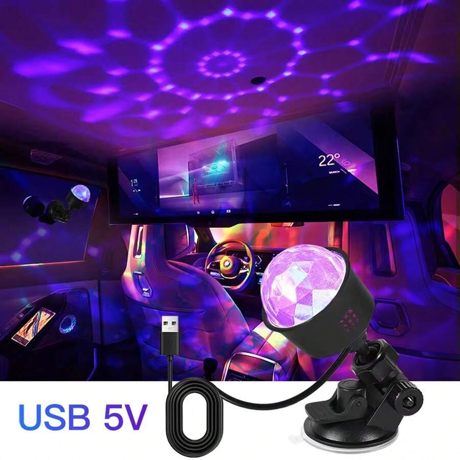 NetHong Mini LED Stage Disco Light USB Powered Projector Light RGB Night Light Auto Rotate For Car KTV Lamp Christmas Party Decoration - Black - View 1