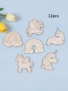 12PCS/18PCS/30PCS Wooden Unicorn Crafts: Festive Party Decorations, Artistic Room Accents, DIY Painting Projects, Wooden Handicrafts, Perfect Birthday Gifts