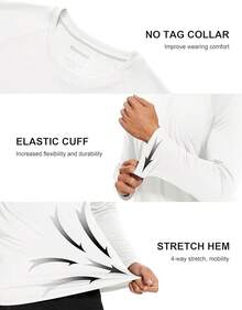 Men's Long Sleeve Shirts UPF 50+ UV Sun Protection Athletic Shirts For Hiking Running Workout Rash Guard-2025 - White - View 2