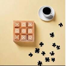 1件 2025新款优雅高品质XO国际象棋，趣味派对双人互动游戏，小型木制井字棋桌面玩具，节日礼物，派对小礼物，生日礼物 - 圣诞礼物 - 万圣节礼物 - 完美礼物 - 彩色 - 查看 8