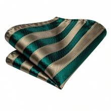Olive Golden Striped 3pc/Set Mens Tie Hanky Cufflinks Necktie Set Formal Party Prom Dinner Ideal Gift Wedding Office - 橄欖綠 - 查看 3