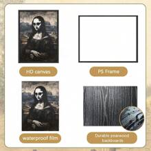 1pc Dark Gothic Halloween Decor Slot L‑Frame Wall Art Decor – Mysterious Mona Lisa Poster, Easy Hang & Clean, Wall Art For Living Room/Bedroom/Office/Studio, Halloween Gift Home Decor Fall Decor Room Decor