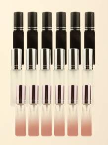 3pcs/6pcs/12pcs/18pcs 10ml Square Glass Refillable Makeup Toner Perfume Small Sample Transparent Fine Mist Spray Bottle, Black/Amber, With Funnel Atomizer, Rose Gold/Purple/Pink