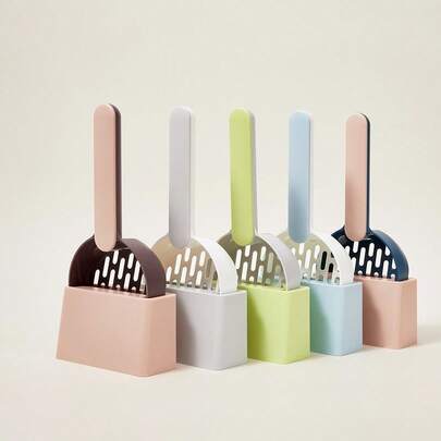 PETSIN Cat Litter Scoop Plastic Cat Litter Shovel With Base Self Cleaning Cat Litter Box Shovel Kitten Toilet Clean Tools Cat Supplies