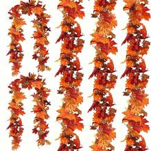 68.89 Feet Fall Leaf Garland - Artificial Maple Leaves Hanging Vines With Realistic Autumn Colors, Perfect For Thanksgiving, Halloween, Wedding, Christmas,Fireplace, Party, Porch& Home Decor - Durable & Weather- For Indoor/Outdoor Seasonal Decoration - Burnt Orange - View 1