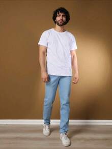 MEN'S JOGGER PANTS JEANS AND TWILL ADJUSTABLE ELASTIC UNISEX Direct From The Factory - 淺藍色 - 查看 5