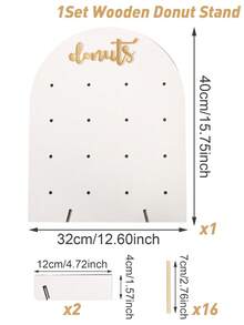 1set 26*35cm/32*40cm Arched White Wooden Donut Stand, Dessert Holder, Party Donut Cake Holder Board Donut Wall Donut Display Board, Wedding Birthday Babe Shower Party Dining Room Table Decorations, Friend Gatherings Kitchen Cooking Stand, Party Decoration Supplies - White - View 14