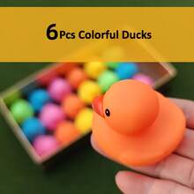 6 piezas de patos de goma de colores del arcoíris (colores aleatorios), patos de goma pequeños y suaves, colores vivos, decoraciones navideñas, decoración de fiestas, accesorios para el interior del automóvil, figuras decorativas