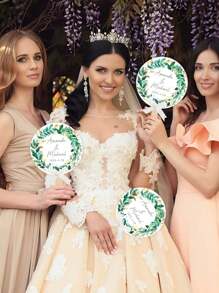 定制婚礼扇子，个性化姓名和日期，自然/蝴蝶/金色主题可选，实用的婚礼礼品和宾客礼物 - 彩色 - 查看 11