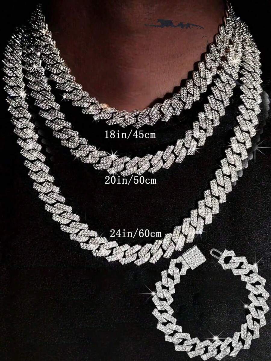 2 件女式夏季嘻哈朋克风格双链手链和项链套装，适合日常佩戴、派对和聚会 - 兩件套 - 查看 1