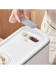 TAIMASI 22 Lbs Rice Dispenser, Rice Container With Measuring Cup, Upgraded Lid Time Dials & Built-In Fresh Box Rice Container Storage For Home Kitchen Pantry Stores Rice 22/11Lbs Green Gray Transparency - Perfect For Thanksgiving, Christmas, New Year's, And Mother's Day Cooking And Gifting - Gray - View 3