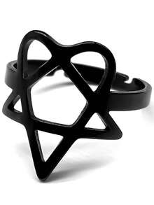 Heartagram 象征 HIM 音乐乐队戒指 男女款 不锈钢镂空重金属指环 - 戒指 - 查看 11