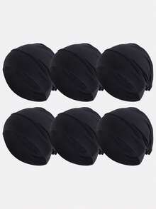 6pcs Women Elastic Headscarf Cap, Base Small Cap, Chemo Cap, Hair Care Cap, Suitable For Daily Use Hair Sleep Cap - 6-piece Set - View 7
