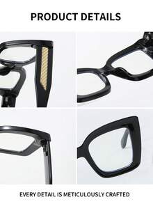 XVBQ 1 副猫眼超大尺寸 PC 商务和社交眼镜，时尚非处方眼镜，适合日常佩戴，带包装 - 貓眼 - 查看 6