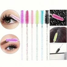 50pcs Multifunctional Color Eyelash Comb Makeup Brush Eyebrow Comb Dual-Purpose Spiral Brush Grafted Eyelashes Beauty Tools - 黑色 - 查看 8