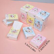 9 paquetes de pañuelos de papel con diseños de cachorros de dibujos animados impresos, paquetes portátiles de papel facial y servilletas para estudiantes - Blanco - Ver 2