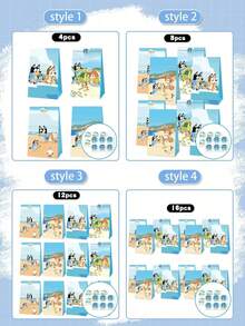 Decoraciones de fiesta de Bluey, productos de decoración de fiesta con tema de animación de dibujos animados, productos de cajas de regalo con tema de dibujos animados, cajas de regalo con tema de dibujos animados, cajas de dulces, regalos de fiesta, decoraciones de juego perfectas, bolsas de papel para regalos de cumpleaños, la mejor opción para decoración de regalos - Multicolor - Ver 1