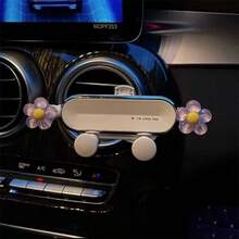 Crystal Flower Transparent Flower Car Phone Holder, Adjustable Car Navigation Phone Holder Hook Mount, Universal Fit - White - View 20