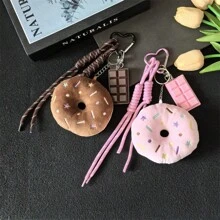 Cute Donut Plush Doll Keychain, Adorable Bag Charm, Girly Small Pendant