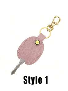 Luxury Faux Leather Keychain Case, Litchi Texture Key Protector Cover, Oval-Shaped, With Edge Paint Detail, For Wedding, Bridal Shower, Birthday, Bar/Bat, Tailgating, Christmas, Halloween, Easter, Thanksgiving, Valentine's Day - Multicolor - View 10