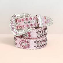 Women's Fashionable Y2K Style Punk Encrusted Rhinestone Belt, Versatile Waist Accessory - Multicolor - View 6