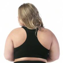 Zee Rucci Plus Size Seamless Padded Racerback Bra Simple Casual-Comfortable None - 黑色 - 查看 2