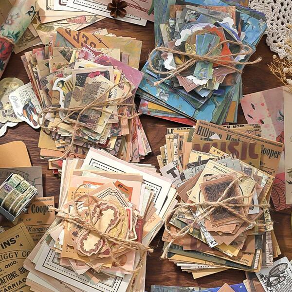 100pcs Vintage Style Paper, High-Quality Retro Aesthetic Scrapbooking Paper, Decorative Craft Background Paper, Suitable For DIY, Planner, Scrapbooking, School Supplies, Back To School