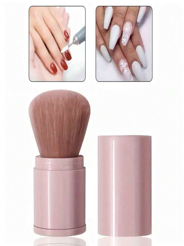 Portable Retractable Nail Cleaning Brush, Multifunctional Makeup Tool For Face And Body, Soft Bristle Powder Brush, Glitter Powder Brush, And Kabuki Brush, Nail Art Accessories