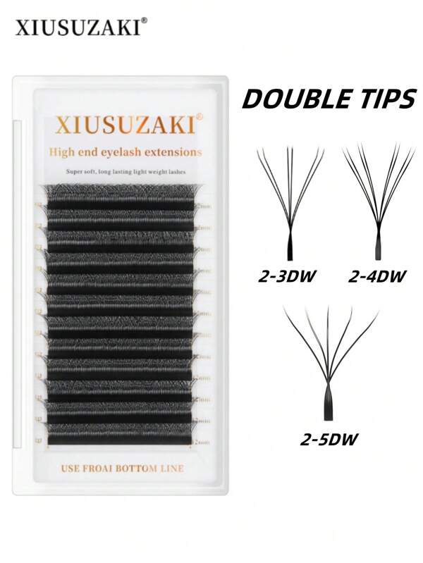 XIUSUZAKI Xiusuzaki C/D-Curl Double 3D/4D/5D W Shape Lashes 0.07 8-15mm&Mix Premade W Fan Lash Extensions Natural Soft Black Bushy Style Lashes Faux Mink Individual Lashes Lash Tech Supplies 12Rows