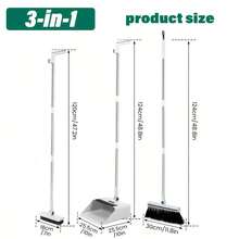 2/3pcs Multi-Surface Cleaning Kit] 3pcs Multi-Surface Cleaning Kit - Long Handle Broom, Floor Brush & Du Stpan Set For Home & Office - Hard Floor Sweeper With Non-Stick Hair Dustpan For Living Room, Bedroom, Bathroom, Toilet, Kitchen - White - View 6