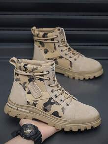 Teens/Adults All-Season Plus Size Boots, Unisex, British Style, Climbing, Travel, Anti-Slip, Durable, Thick Sole, Outdoor Casual Work Leather Boots - Multicolor - View 5